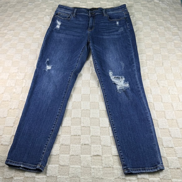 Judy Blue Denim - Judy Blue Women's Denim Jeans Distressed Ripped Slim‎ Fit Ankle Length